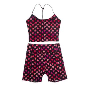Victoria's Secret On Point Flow Heart Print Activewear Set | Size L / 16